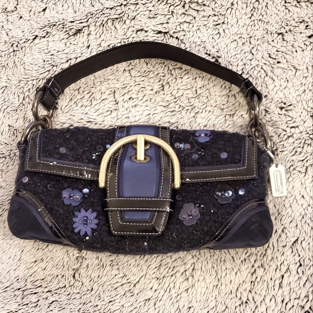 Coach Soho Midnight Blue Mixed Media Small Shoulder Mini Bag